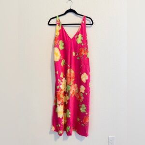Natori V Neck Slip Dress Floral Midi XL